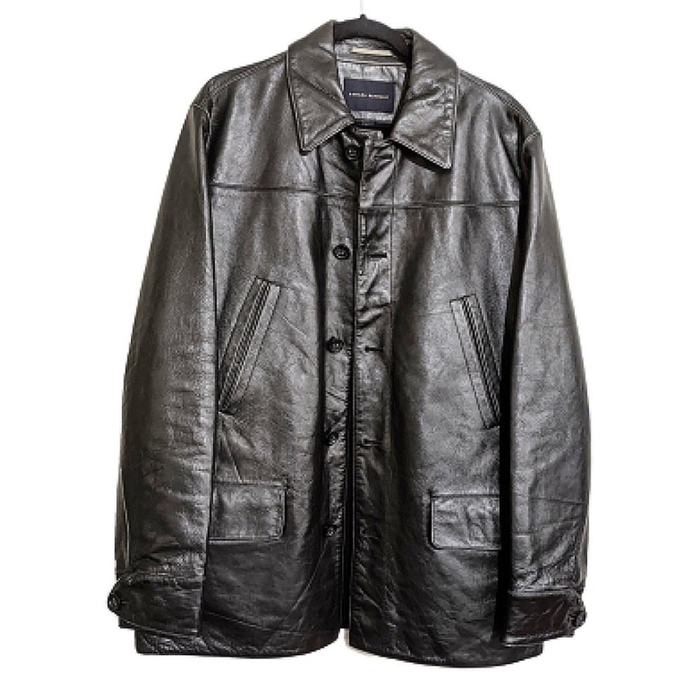 Banana republic black leather button up jacket